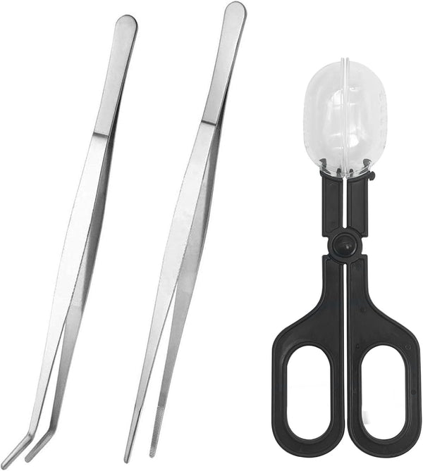 kathson Stainless Steel Reptile Tweezers Bug Feeding Clamp for Insects, Lizard, Turtle, Snake, Spider, Frog