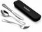 Travel Cutlery Set with Case, Portable 4-Piece Stainless Steel Utensils for Camping, Hiking, Picnic