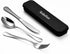 Travel Cutlery Set with Case, Portable 4-Piece Stainless Steel Utensils for Camping, Hiking, Picnic