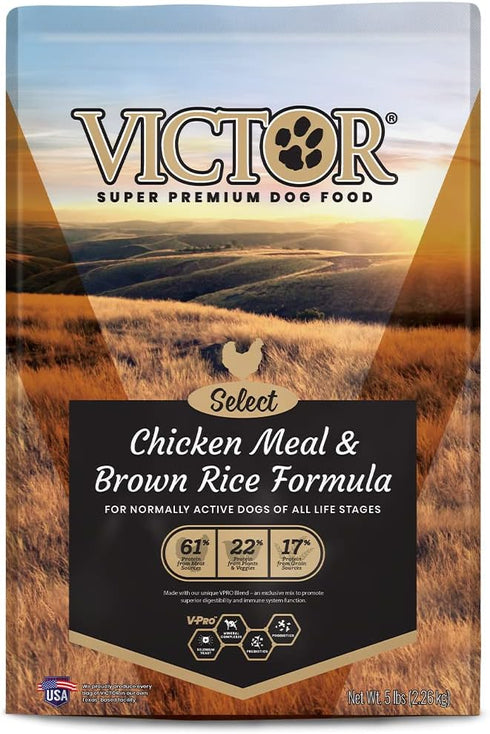Victor Super Premium Dog Food, Chicken Meal & Brown Rice Formula, Dry Dog Food, 5 lb