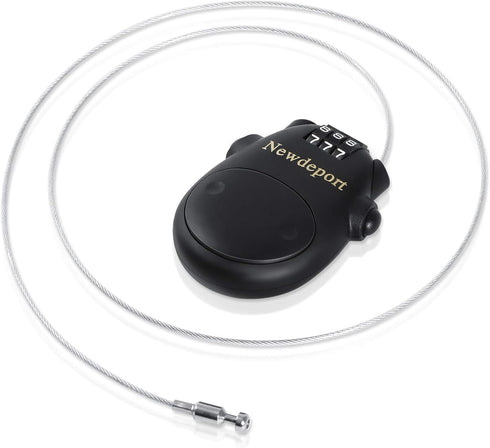 Snowboard Cable Lock: 29.5 Inch Retractable Steel Cable for Bike, Helmet, Luggage, Travel Lock - Black
