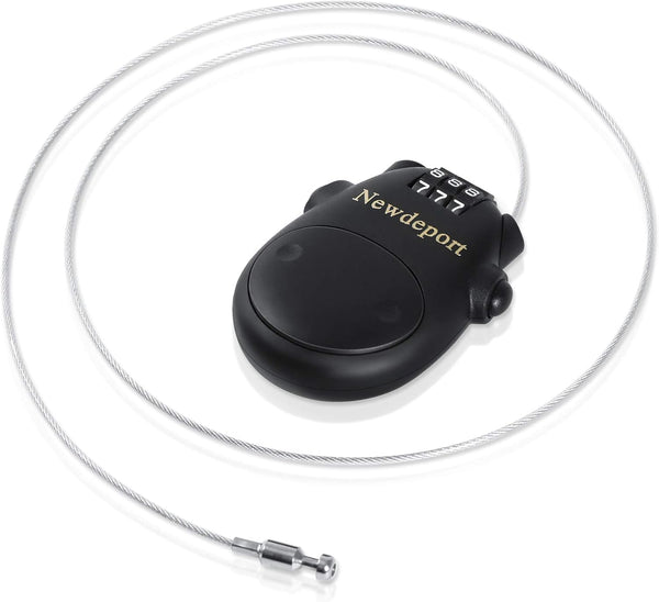 Snowboard Cable Lock: 29.5 Inch Retractable Steel Cable for Bike, Helmet, Luggage, Travel Lock - Black