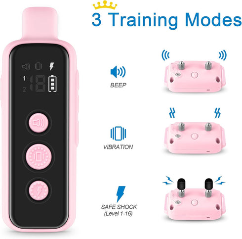 Bousnic Dog Shock Collar for 2 Dogs (8-120lbs), Waterproof Rechargeable Electric Training Collar with Remote, Beep
