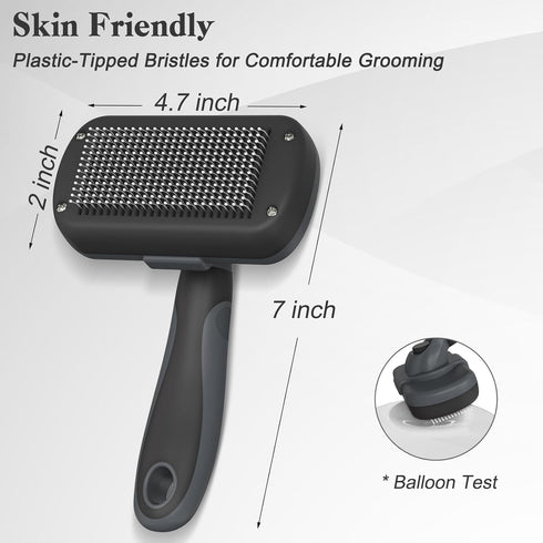 Self Cleaning Slicker Brush for Dogs & Cats - Skin Friendly Grooming Brush for Shedding and Deshedding