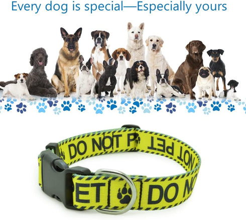 Dog Collar - DO NOT PET, Sturdy Durable with Buckle, Yellow Adjustable Polyester Collar for Small Medium Large Dogs