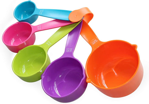 Rypet Pet Food Scoop Set of 5, Measuring Cups and Spoons Set for Dog, Cat, and Bird Food, Random Color