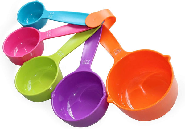 Rypet Pet Food Scoop Set of 5, Measuring Cups and Spoons Set for Dog, Cat, and Bird Food, Random Color