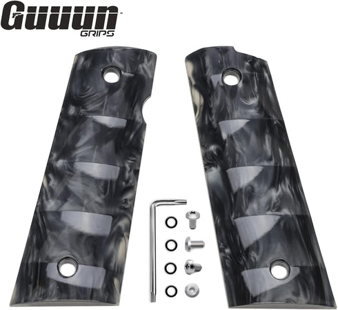 Guuun 1911 Magwell Grips, High Polished Synthetic Pearl Resin with Ambi Safety Cut