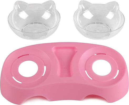MILIFUN Elevated Tilted Cat Bowls, Anti Vomiting Kitty Bowls for Puppy and Bunny, Orthopedic Bowls for Indoor Cats