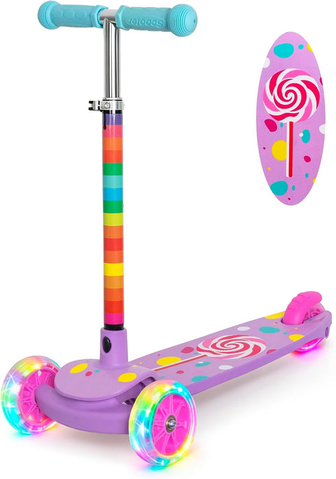 3-Wheel 2-8 Nattork Toddler Kick Scooter for Kids Girls Boys Adjustable Height Scooter with Light-Up Wheels, Anti-Slip