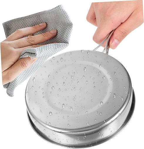 4pcs Set Happyyami Camping Pot Pan Stainless Steel Cookware Non-stick Surface Easy to Clean