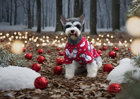 Lanyarco Cute Snowman Dog Pajama Reindeer Small Pet Clothes, Christmas Dog Pajamas Shirts, Red, Back Length 12"