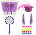 Girl’s Bicycle Decorations Set, Fun Decor with Beads, Rear View Mirror, Water Bottle, Handlebar Streamers & Basket