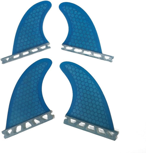 Single Tab Surfboard Fin - Fiberglass+Honeycomb Quad fin S/M Size (Blue G5+GL)
