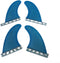 Single Tab Surfboard Fin - Fiberglass+Honeycomb Quad fin S/M Size (Blue G5+GL)