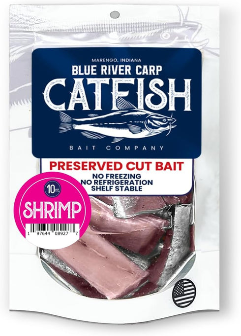 Blue River Carp 10oz Package 2" 3" 4 - Shrimp Infused Chunks - Approx w x l in Size with at Least Pieces - Preserved