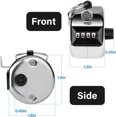 Tally Counter, 4-Digit Clicker Counter, Metal Hand Counters for Counting, Knitting, Coaching, Golf, Fishing