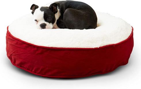 South Pine Porch Samson Deluxe Round Pillow Style Dog Bed, Crimson, Extra Small (24")