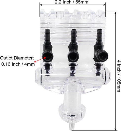 3-Way Aquarium Air Check Flow Control, Check Valve, Switch Gang Valve, Aquarium Accessories for Splitter, Tank, Pump (Clear, Black)