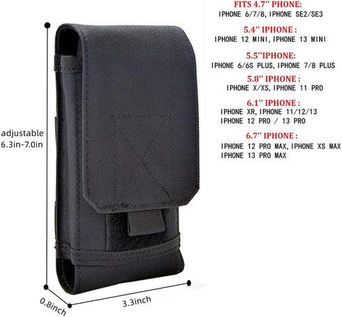 Universal Tactical MOLLE Holster - Army Mobile Phone Belt Pouch EDC Security Pack for iPhone 13 14 Pro, Samsung Galaxy