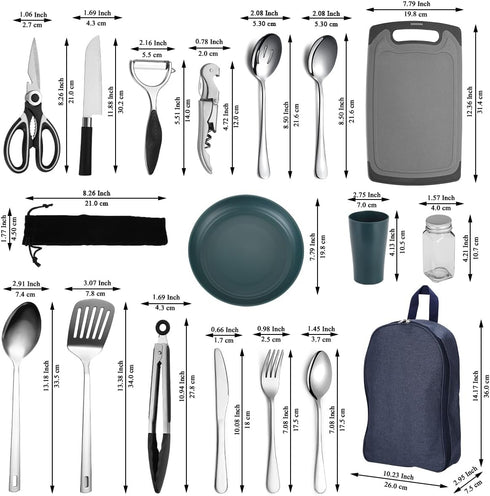 Set HOMQUEN Camping Essentials Camping Gear Must HavesCooking Utensils Rv Camping AccessoriesCamper Gadgets for Outdoor
