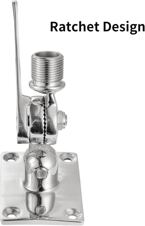 eifagur 316 Heavy Duty High Strength Stainless Steel Marine VHF Antenna Mounts, Adjustable Base Mounts Ratchet