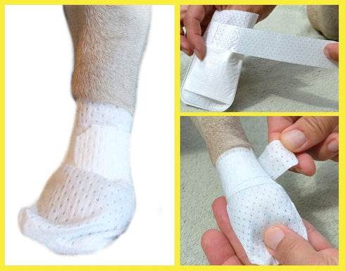 Pack 12-Pack) Medimitt Paw Bandages for Dogs, Cats and Pets Stretchy Medical Booties, First Aid for Paws Non Slip, Non