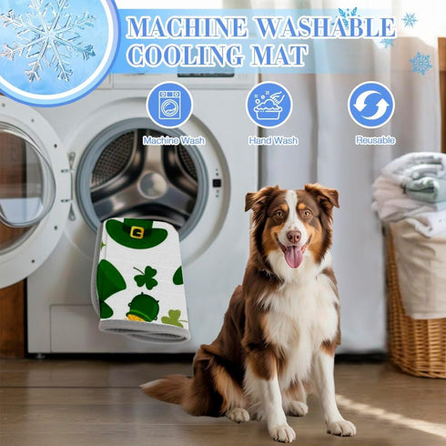 imiBBWQu Summer 27" 22" Cooling Mat for Dogs St Patricks Day Pattern Cool Down Dog Mat Washable Pet Cooling Pad Dog Bed