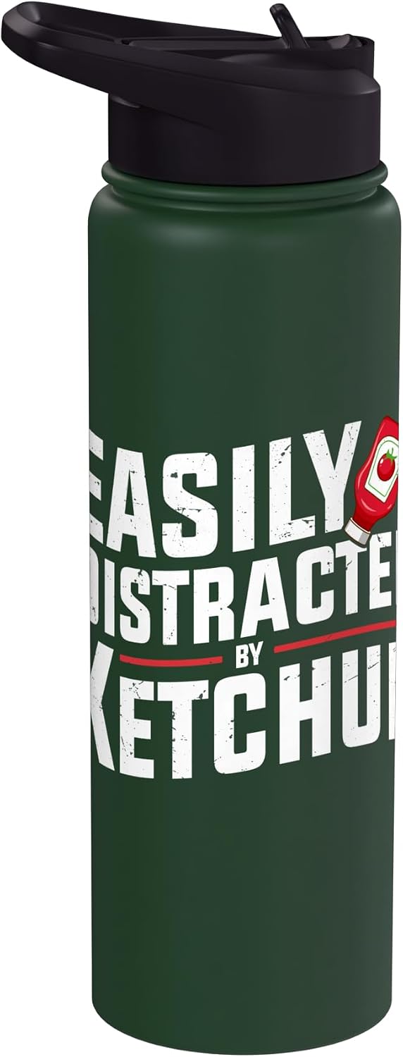 Funny Ketchup Lover tee Easily Distracted By Ketchup Funny Ketchup Lover Stainless Steel Insulated Water Bottle