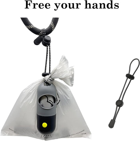 Dog Poop Bags Holder with LED Flashlight | Pet Waste Bags Dispenser for Leash | Grey and Black Container with 30 Bags
