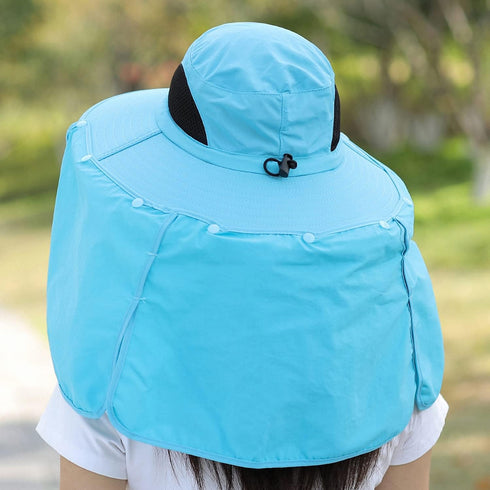 HUAMULAN Women Large Brim Sun Hat with Neck Flap - Men Quick Dry Hiking Fishing Safari Hat UPF 50+