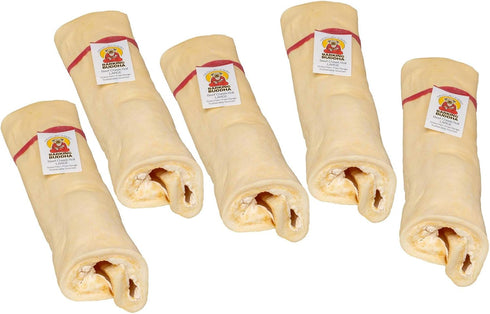 Original Beef Cheek Rolls | Super Thick | All Natural Rawhide Alternative Dog Chew Sticks | Large 10-12 Inch (5 Pack)