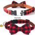 KUDES Adjustable Plaid Dog Collar with Bow, 2 Pack Set, Best Pet Gift for Small, Medium, and Large Dogs, Red & Black