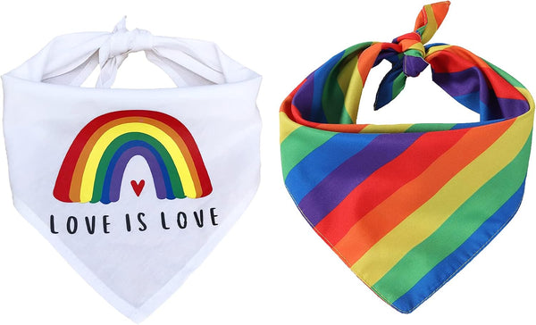 Tinsow 2 Pcs Dog Bandanas - Gay Pride Rainbow Cotton Handkerchiefs for Party Supply