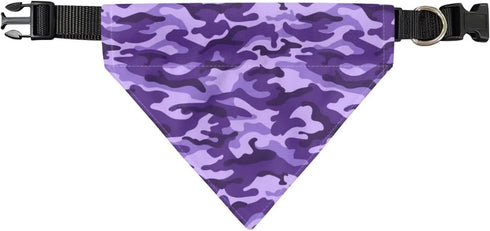 Purple Camo Dog Bandana, Adjustable Dog Collar with Quick Release Buckle, Classic Triangle Scarf (Multiple Sizes