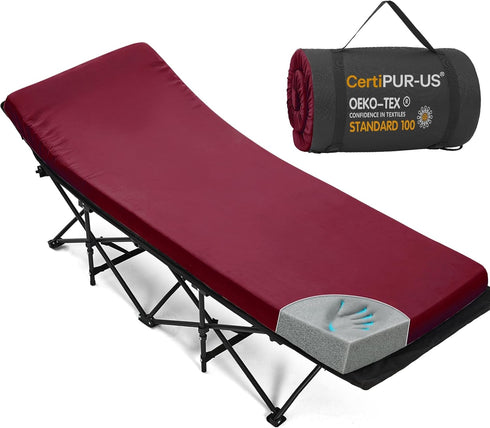 CYMULA Camping Cot Mattress 2in Memory Foam Sleeping Pad,Soft Warm Non-Slip Camping