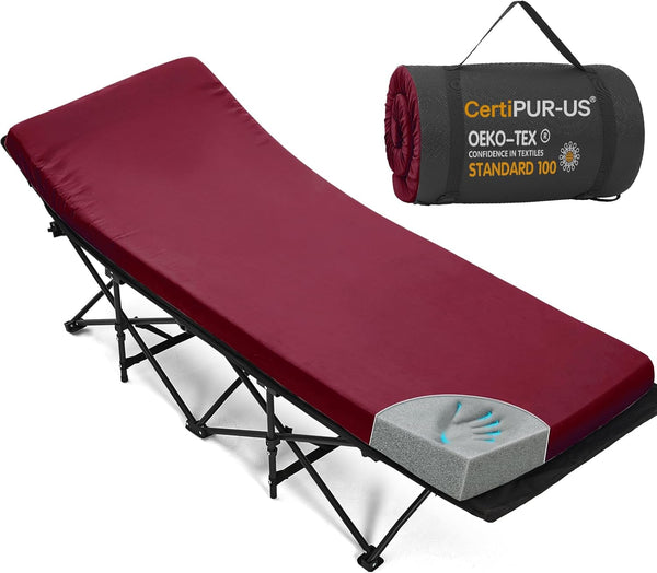 CYMULA Camping Cot Mattress 2in Memory Foam Sleeping Pad,Soft Warm Non-Slip Camping