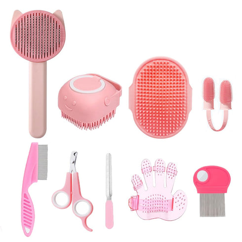 KEEPLKVOC 9PCS Pet Gromming KitCleaning Brush Removes Loose Hair, Pet Bath Brush,Shampoo Brush,
