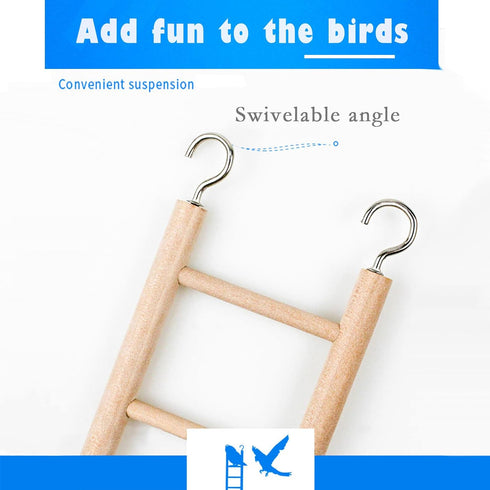 2pcs Bird Wooden Ladder, Wooden Ladder for Bird Cage Parrot Climbing Toy (5 & 7 Step)