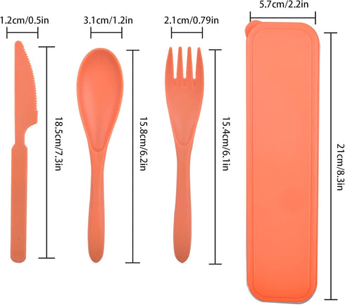 Reusable Travel Utensils Set with Case, 4 Sets Plastic Portable Knife Fork Spoons Tableware for Kids Adults Travel Picnic Camping Utensils by CUNTAUK