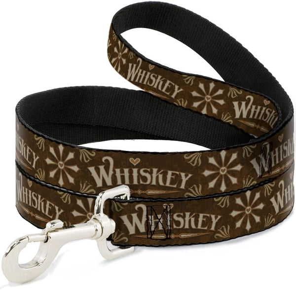 Buckle-Down Pet Leash, Dog Leash with Western Whiskey Heart Repeat, 4 Feet Long