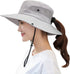 Women's Ponytail Sun Hat Muryobao UV Protection Foldable Mesh Wide Brim Beach Fishing Hat