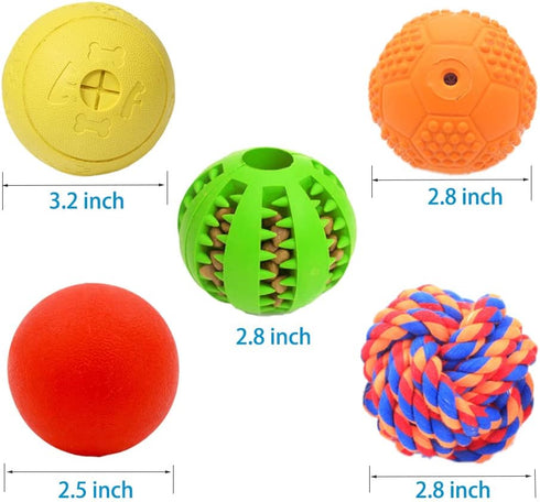 5 Different Functions Dog Puzzle Toys, Interactive Ball for Medium Large Dogs, Food Treat Dispensing Toys, Multiple