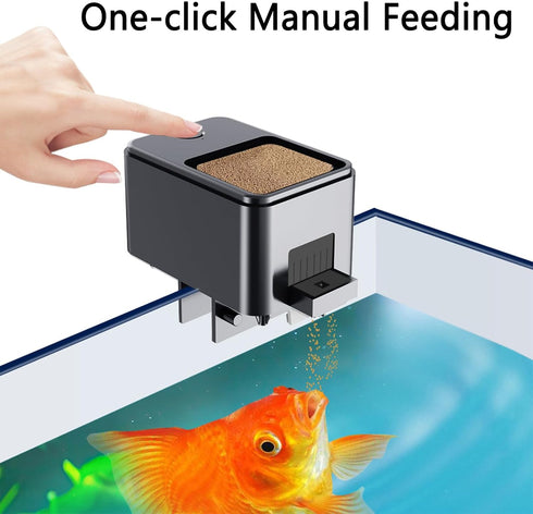 Bluetooth Automatic Fish Feeder for Aquarium, Food Dispenser with App Control, USB Rechargeable, Black