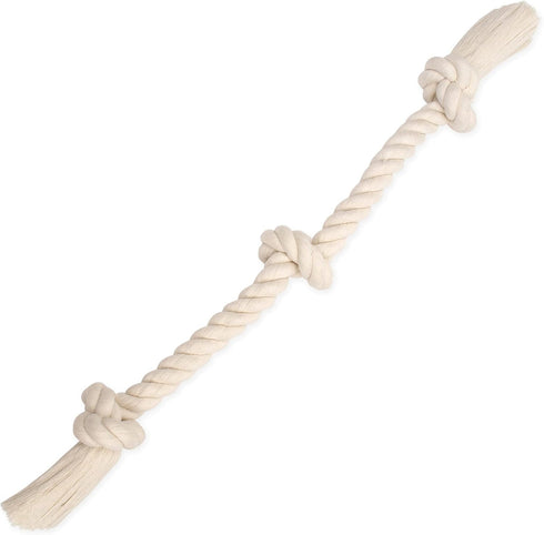 Mammoth Flossy Chews Natural Cotton Rope Dog Toys - Premium White Knot Tug Toy for Medium to Large Dogs - Large 25"