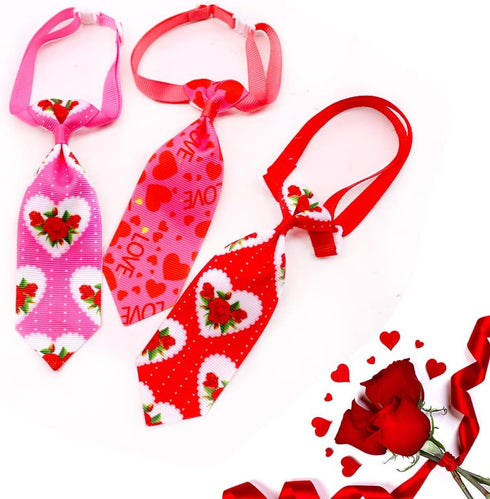 18pcs Valentines Day Dog Neck Ties, Adjustable Pink Red Small Dog Collar Ties for Holiday Grooming Accessories