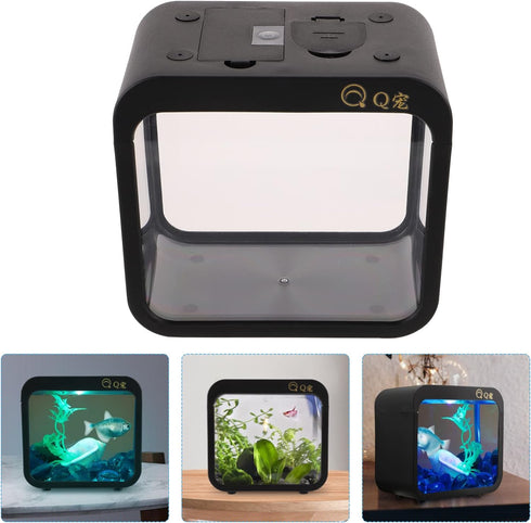 UKCOCO Betta Fish Tank Mini Aquarium - Starter Kit with LED Lighting for Decoration and Breeding Aquatic Plants