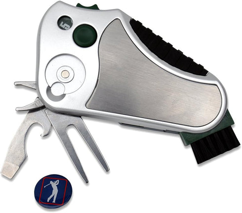 Golfer's Best Tool – 6-in-1 Golf Multitool for Men & Women - Stroke Counter, Divot Repair, Club Cleaner, Compact Gift