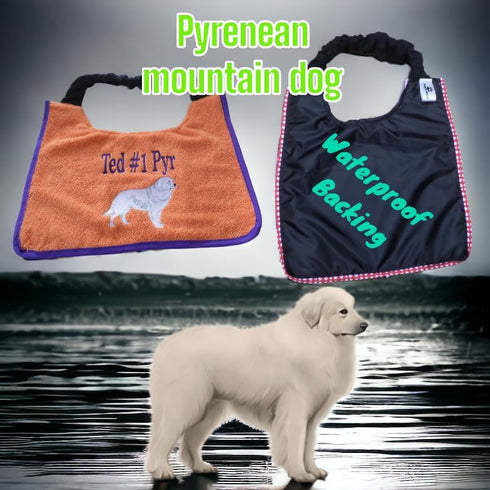 Premium Pyrenean Mountain Dog Personalized bib Sizes - Perfect for Drooling/car Travel Absorbent Towelling Material