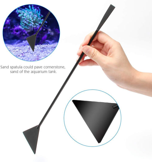 Aquarium Aquascape Tools Kit, 4 in 1 Anti-Rust Aquatic Plant Tool Set, Stainless Steel Black Tweezers, Scissors, Spatula